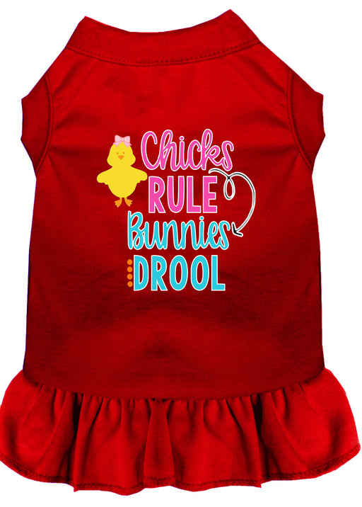 Chicks Rule Screen Print Dog Dress Red XXL (18)