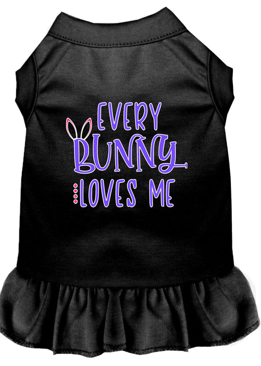 Every Bunny Loves me Screen Print Dog Dress Black XS (8)