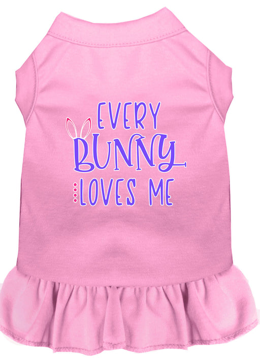 Every Bunny Loves me Screen Print Dog Dress Light Pink XS (8)