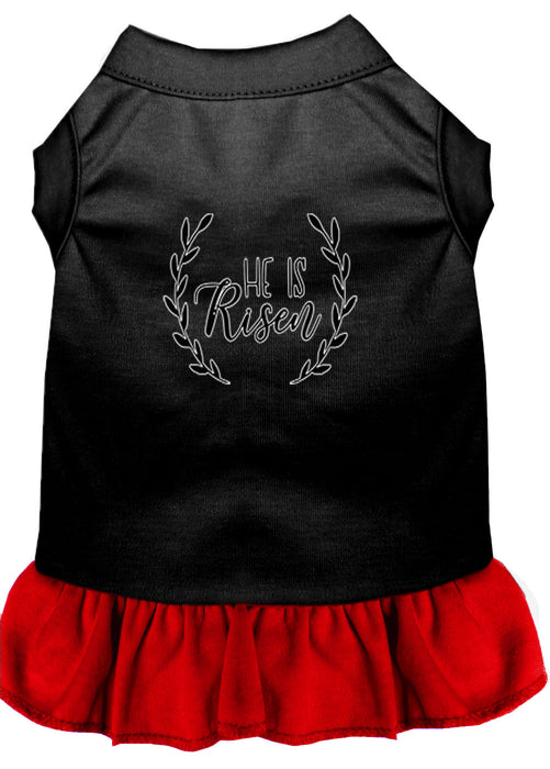 He Is Risen Screen Print Dog Dress Black with Red XS (8)