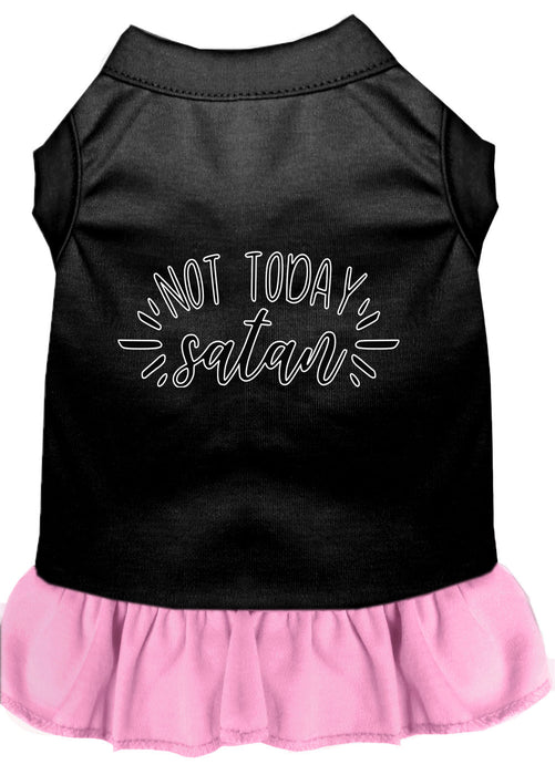 Not Today Satan Screen Print Dog Dress Black with Light Pink XXXL (20)