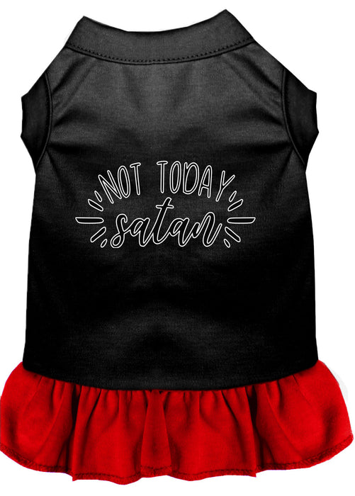 Not Today Satan Screen Print Dog Dress Black with Red XL (16)