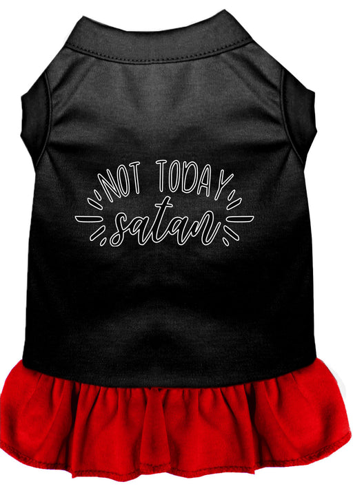 Not Today Satan Screen Print Dog Dress Black with Red XXL (18)