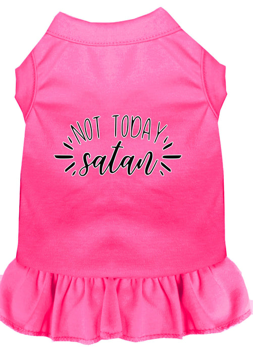 Not Today Satan Screen Print Dog Dress Bright Pink XL (16)