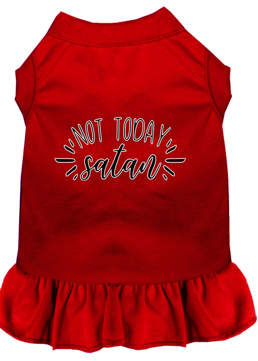 Not Today Satan Screen Print Dog Dress Red XS (8)