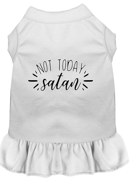 Not Today Satan Screen Print Dog Dress White XXL (18)