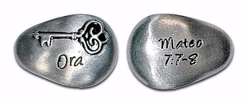 Span-Pocket Key Stone-Ora, Mateo 7:7-8-1 Bag With 6 Stones (Pkg-6)