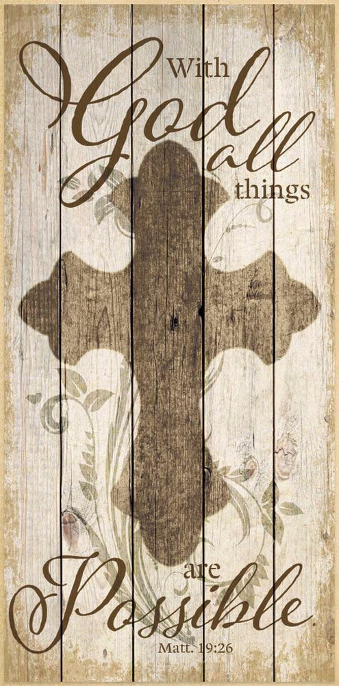Wall Plaque-Timberland Cross-With God (6.75" x 13.625")