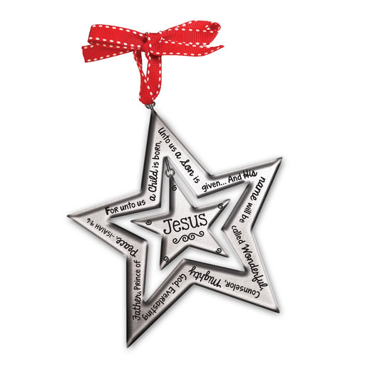 Ornament-Silver Star: Jesus (#12117)