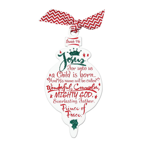 Ornament-Red and White: Jesus (#12350)