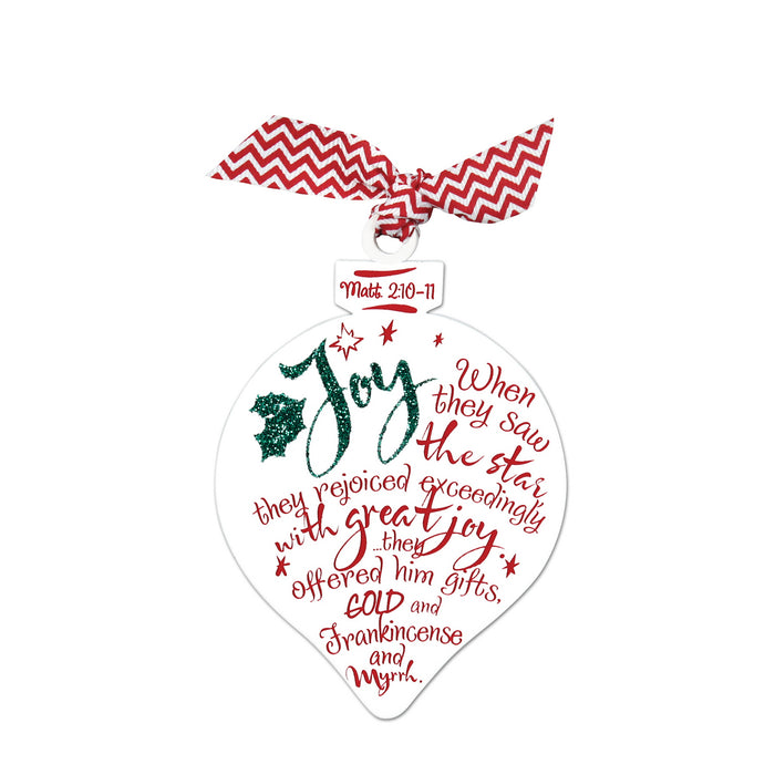 Ornament-Red and White: Joy (#12353)
