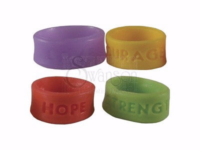 Rings-Assorted Sayings & Colors-Silicone (Pack Of 25) (Pkg-25)