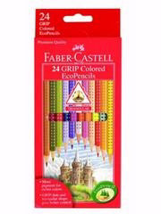Faber-Castell Grip Jumbo Triangular EcoPencils (12 Colors w/Sharpener) (Pkg-12)