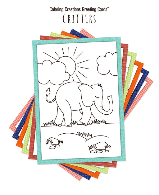 Coloring Creations Greeting Cards: Critters (For KIDS) (Pack Of 12) (Pkg-12)