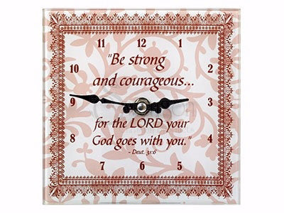 Clock-Tabletop-Be Strong (Floral) (6 x 6)