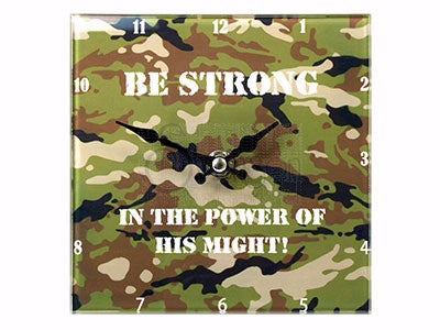 Clock-Tabletop-Be Strong (Camo) (6 x 6)