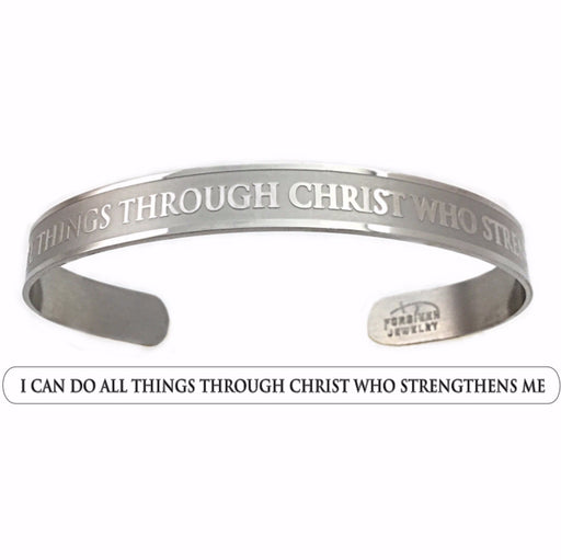 Bracelet-Stainless Cuff-Phil 4:13-I Can Do All Things Through Christ