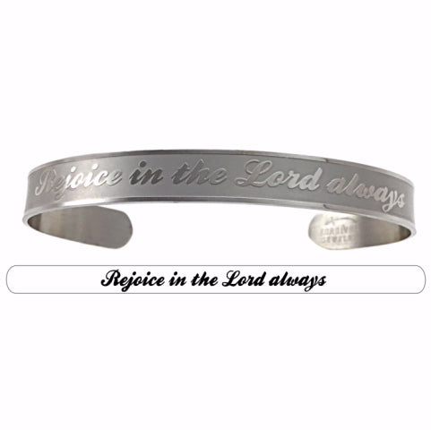 Bracelet-Stainless Cuff-Rejoice In The Lord