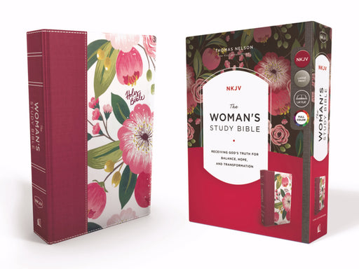 NKJV Woman'S Study Bible (Full Color)-Black/Burgundy Floral Hardcover