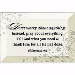 Glass Plaque-Dont Worry (Philippians 4:6)-Easel Ba