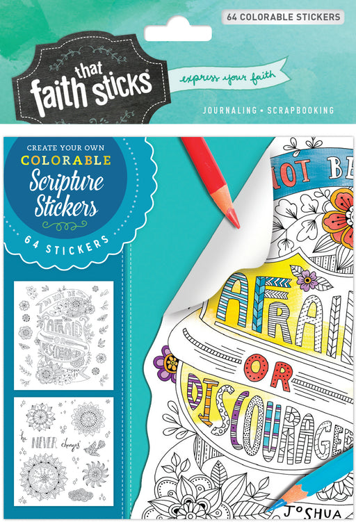 Sticker-Joshua 1:9 Colorable Stickers (Faith That Sticks)
