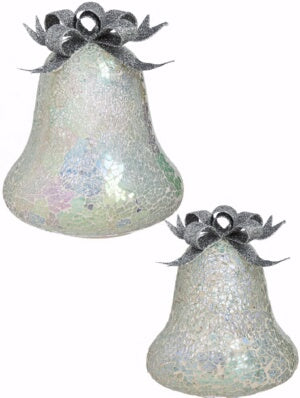 Bell-Iridescent LED Mosaic Glass w/Silver Bows (Se