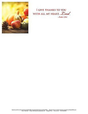 Letterhead-Give Thanks To You (Thanksgiving) (Psalm 138:1) (Pack Of 50) (Pkg-50)