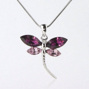 Eden Merry-Dragonfly w/Purple Crystals (1 Necklace