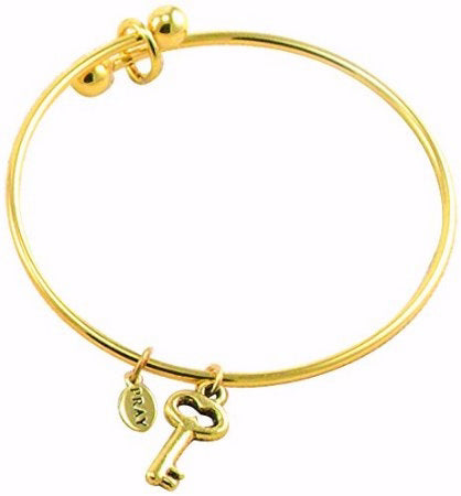 Bracelet-Bangle-Gold Key w/Adjustable Wire-Gift Boxed
