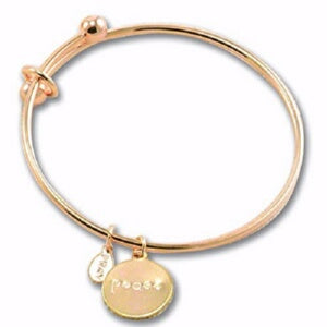 Bangle-Rose Gold Peace Charm w/Adjustable Bracelet