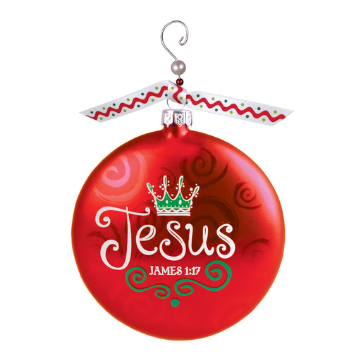 Ornament-Swirl w/Beaded Hanger: Jesus (#12619)