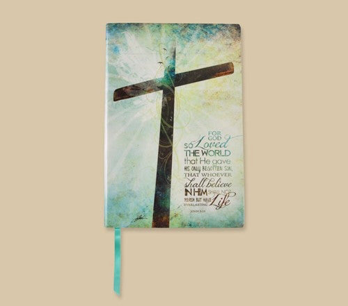 Journal-For God So Loved The World w/Ribbon Bookmark-Leatherlike