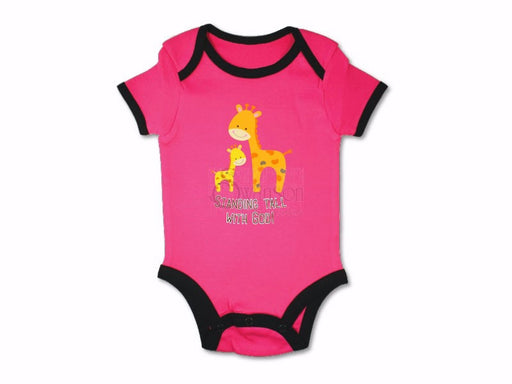 Onesie-Giraffes: Stand Tall With God-Pink/Black-6 Mo