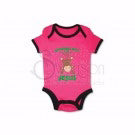 Onesie-Monkey: Hanging Out With Jesus-Pink/Black-12 Mo