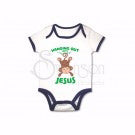 Onesie-Monkey: Hanging Out With Jesus-White/Blue-6 Mo