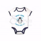 Onesie-Penguin: Stay Cool. God's Got It-White/Blue-6 Mo