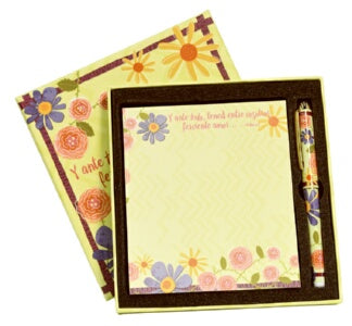 Square Box Pad Pen Set-Fervent Love (#24303)-Spanish