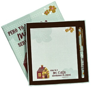 Square Box Pad Pen Set-Serve (#24306)-Spanish