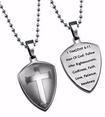Silver R2 Shield Cross-Man Of God (24" Ba Necklace