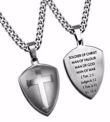 Silver R2 Shield Cross-Man Of God (20" Ch Necklace