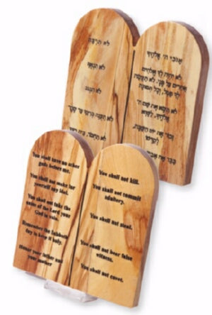 Plaque-Ten Commandments w/Stand (English & Hebrew)