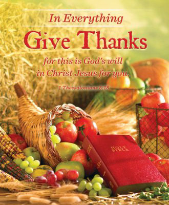 Bulletin-In Everything Give Thanks/Cornucopia (1 Thessalonians 5:18)-Legal Size (Pack Of 100) (Pkg-100)