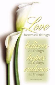 Bulletin-Love Bears All Things, Believes All Things, Hopes All Things, Endures All Things (1 Corin 13:13) (Pack Of 100) (Pkg-100)