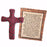 Cross-Comforting Clay-Team Colors Grey/Red w/Prayer Card (5.5")