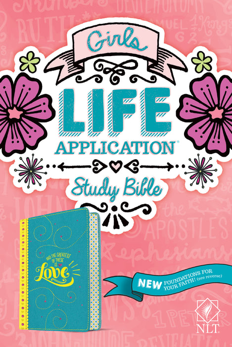NLT2 Girls Life Application Study Bible-Teal/Yellow LeatherLike