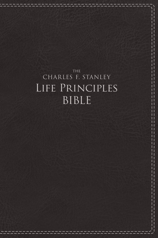 NIV Charles Stanley Life Principles Bible-Charcoal Leathersoft Indexed