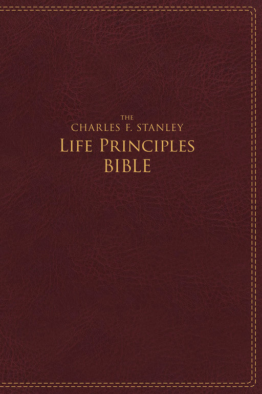 NIV Charles Stanley Life Principles Bible-Burgundy Leathersoft