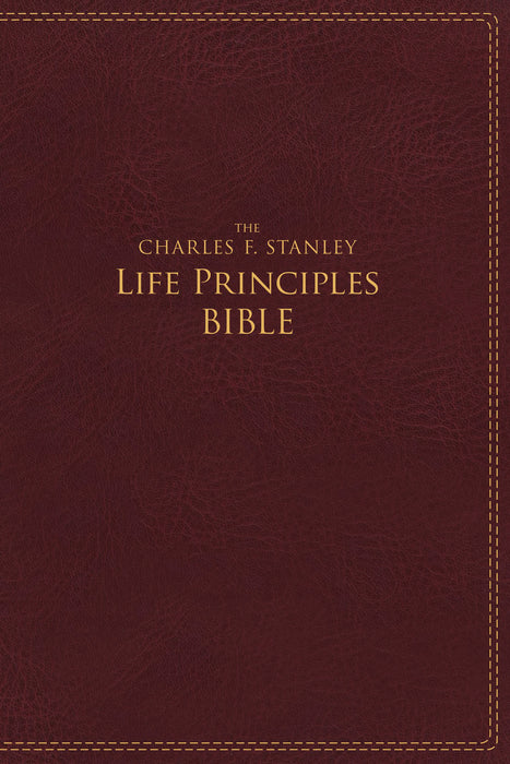 NIV Charles Stanley Life Principles Bible-Burgundy Leathersoft Indexed