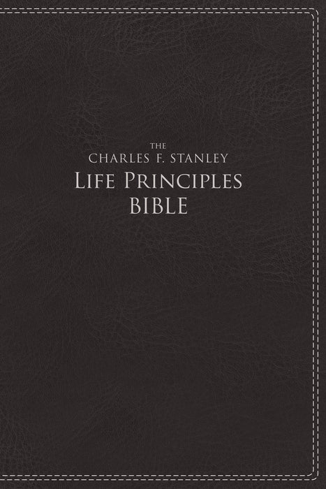 NIV Charles Stanley Life Principles Bible-Charcoal Leathersoft
