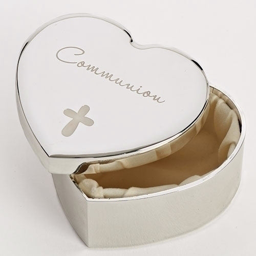 Keepsake Box-Communion-Heart w/Engraved Cross (1.5"H)